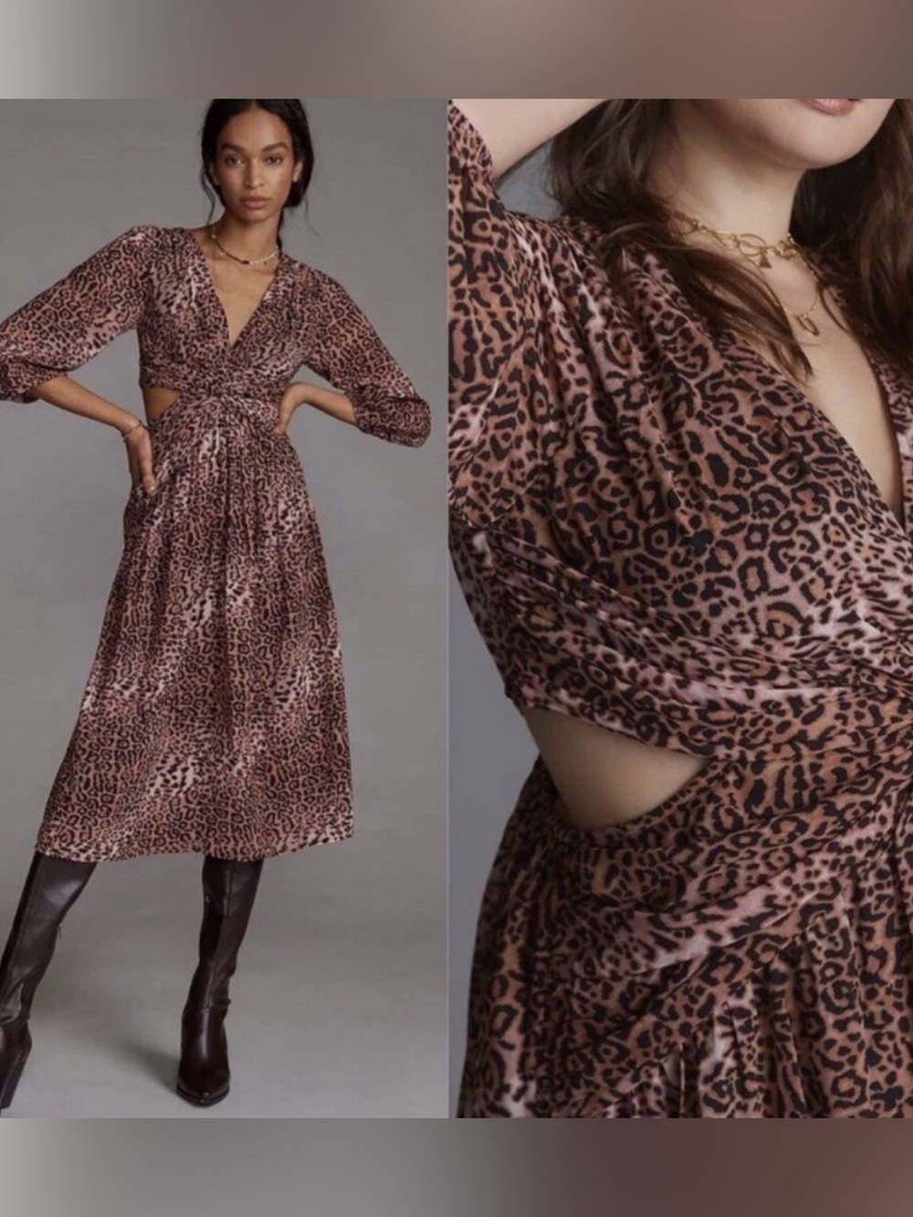 Leopard Print Wrap Maxi Dress